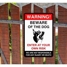 Safety First Display LTD Warning beware of the dog enter at own risk - 1.2mm Rigid plastic for indoor/outdoor usage (200mm x 150mm) Viewing Distance within 5m.