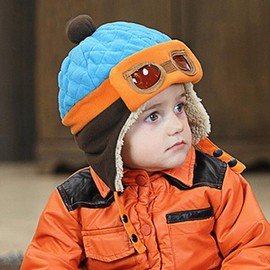 Gorro de ganchillo para bebés y niñas y niños con orejeras de ganchillo, gorro de invierno, cálido, gorro de protección para los oídos, Hat1-azul, Medium
