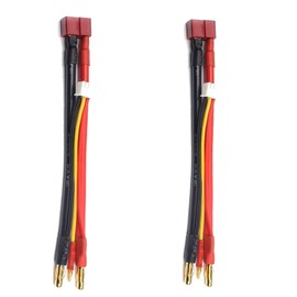 LinsyRC 2pcs Deans Style T-Plug Female to 4MM Banana Plug Bullet Male Connector Adapter Cable with 2S JST-XH Balance for 2S 7.4V Lipo Batteries