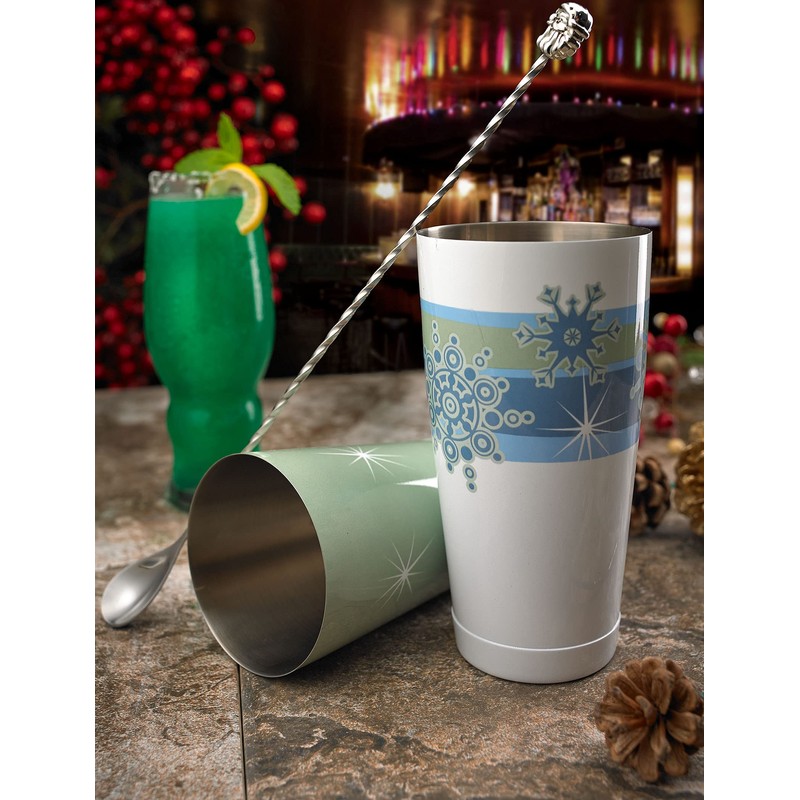 Barfly Holiday Snowflakes Cocktail Shaker Tin Set