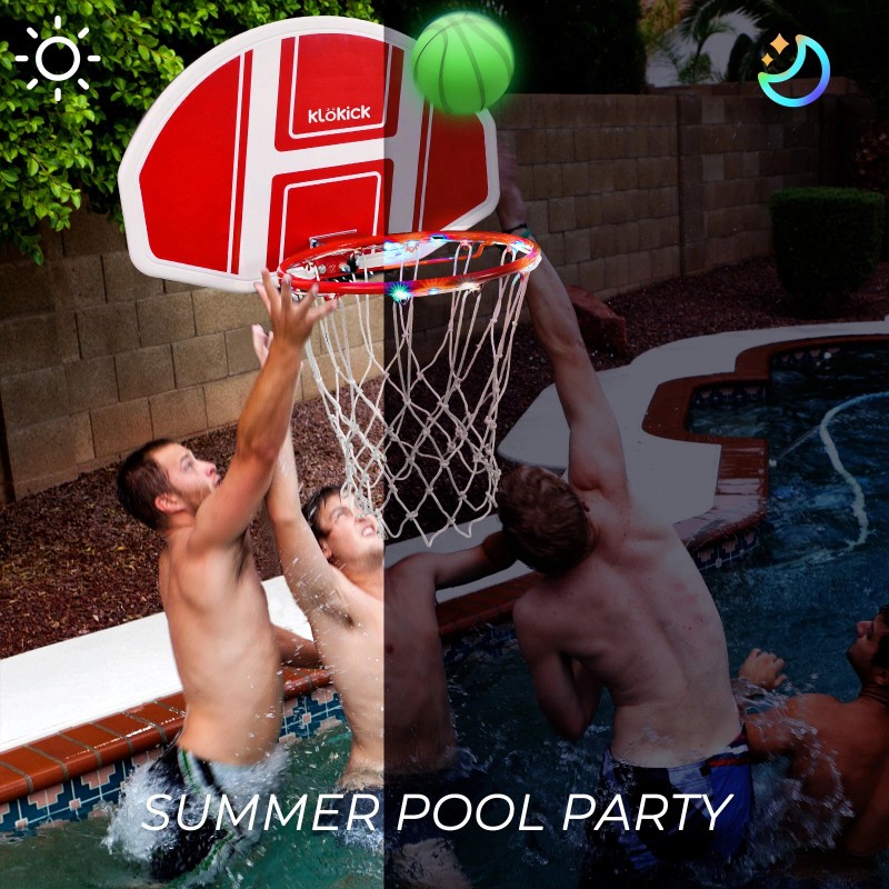 Portable Basketball Hoop 5.5-6.1Ft Height Adjustable LED Poolside Gift for