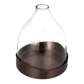Creative Co-Op Sophisticated Glass Cloche with Metal Tray, Clear and Black Nickel