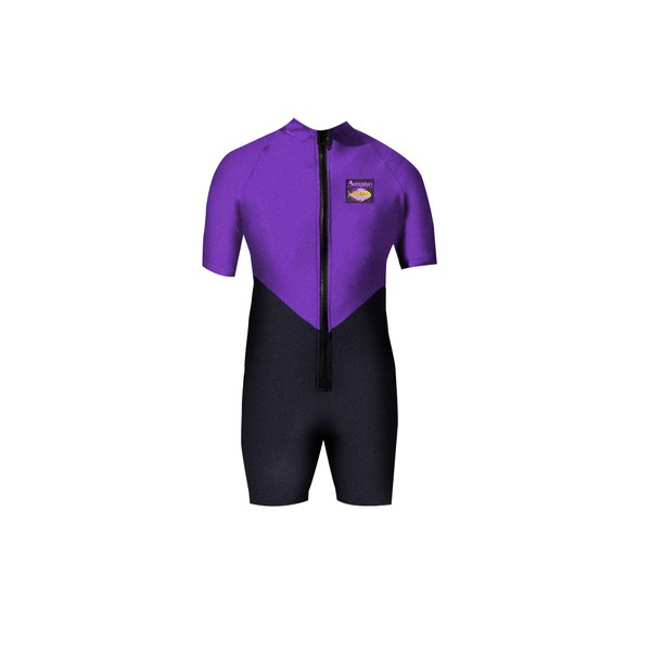 Aeroskin Kids Shorty Suit (Black/Purple, Kids-2)