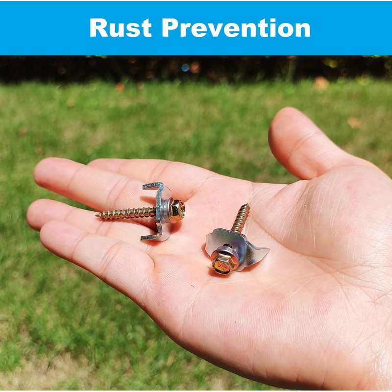 Bytcew 100 Pcs Fencing Fasteners Post Screw with Wire Fixer,