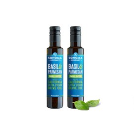 Sonoma Gourmet: Basil & Parmesan Flavored Olive Oil | 100% California Extra Virgin Olive Oil | 8.5 FL OZ (Pack of 2)