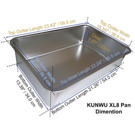 KUNWU Stainless Steel Pet Litter Box, XL8, 24 x16 x8 for Cat, Dog & Rabbit, Corrosion Resistant Easy Clean No Residue Build Up Never Absorbs Odor Stains Rusts Durable Pan (XL (24"x16"), 8" Deep)