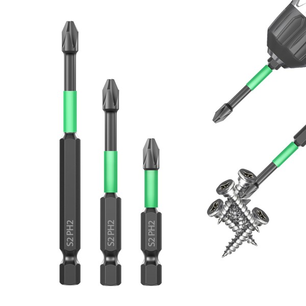 HUHAO Magnetic Screwdriver Bit Set,3 PCS Electric Drill Screwdrivers Magnetic