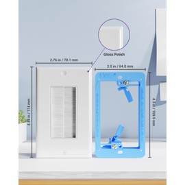 VCE Brush Wall Plate with Low Voltage Box, Decorator Wall Cover with Low Voltage Mounting Bracket for Wall-Mount TV, Black, 3-Pack (White+Blue)