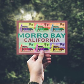 Morro Bay, California, Woody Pop Art, (4x6 Birch Wood Postcards, 2-Pack Stationary, Rustic Home Wall Decor)
