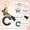 [PATIKIL] Alphabet Initial Letter Key Chain Tassel Butterfly Letter C