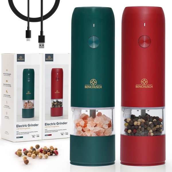Electric Salt and Pepper Grinder Set - USB Rechargeable Electric