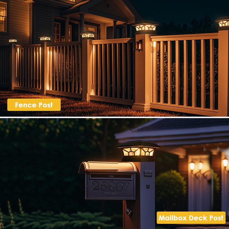 DAMAYCA 4 Pack Solar Post Cap Lights Outdoor Waterproof, Fits