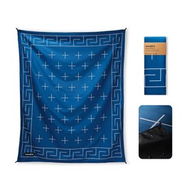 Nomadix Festival Blanket - Perfect for Picnics, Camping, & Lawn Seating - Plush Top & Water Resistant Base - Made with Post Consumer Recycled Materials - Barton Blue - 60x72