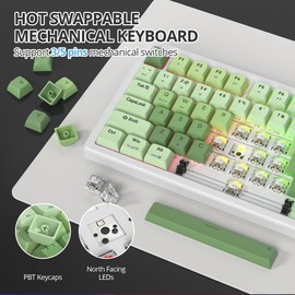 iRoboosta 75% Creamy Mechanical Keyboard Green, Hot Swap RGB Gaming Key Board with Knob, Gasket Mount Wired TKL Keyboard 75 Percent, Pre-lubed White Switch Creamy Sounding Keyboards (82 Matcha)