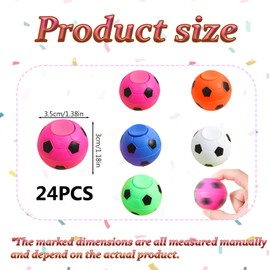 Football Fidget Spinner, Football Party Bags Fillers, 24 PCS Random Color Football Party Favours, Party Bags Boys and Girls, Fun Football Gifts for Kids, 1.38 Inches Diameter