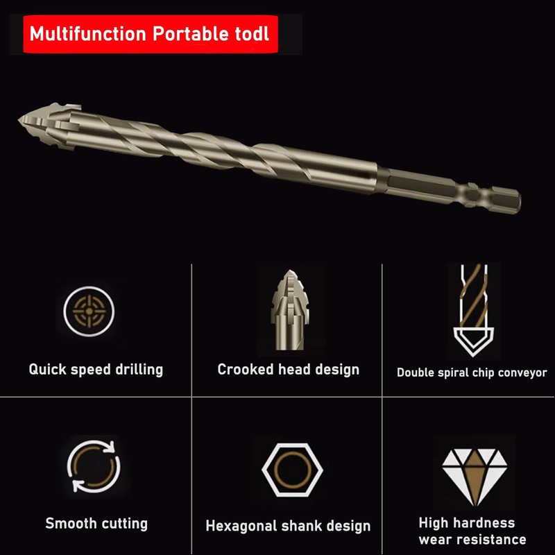 6PCS High-Strength Eccentric Twist Drill Bit Set - Four-Flute Sawtooth,