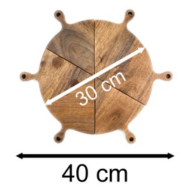 Carousel Home 6 Piece Wooden Selection Board | Round Mango Wood Sharing Platter | Wooden Graze Board Snack Board 6 Serving Boards for Appetisers - 30cm