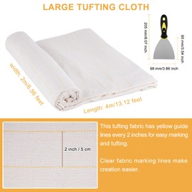 79"x157" Large Overlocking Rug Tufting Cloth with Marked Lines, Punch Needle Fabric Monks Cloth for Rug Tufting Gun, Rug Punch, Primary Tufting Fabric DIY Tufting Art Embroidery Crafts