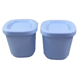 Tupperware Square Round Mini Container 3oz  110ml x2 Blue Matching Seal Portion