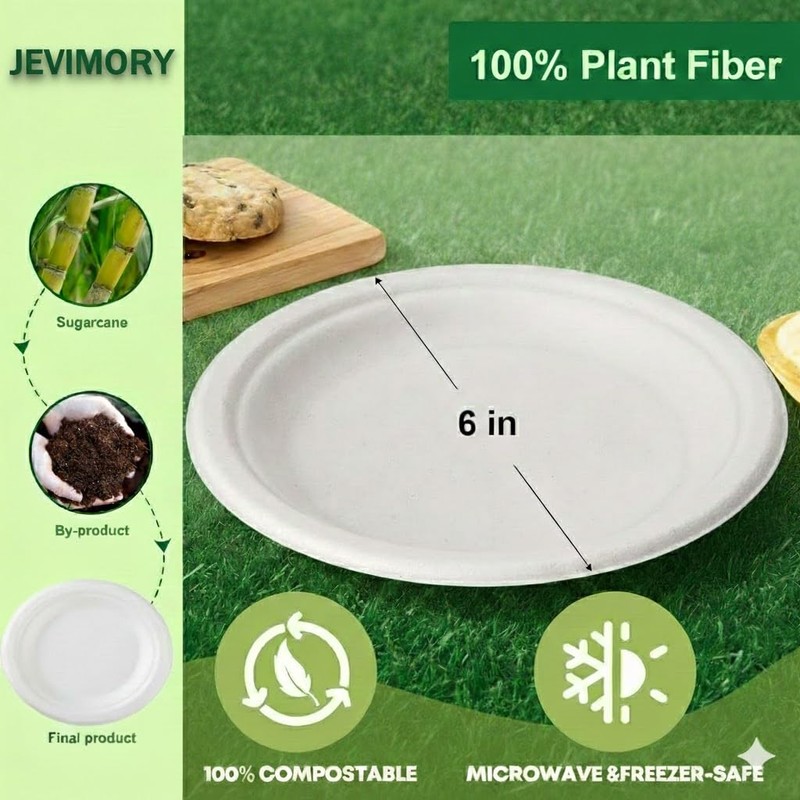 Disposable Paper Plates, Dessert Plates 6 Inch Paper Plates, White,125