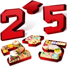 Graduation Number Charcuterie Board Box Decorations 2025, 10” Grad Cardboard Numbers Tray Fillable for Charcuterie, Graduation Centerpieces Tables Decorations for College Grad Party Supplies, Red