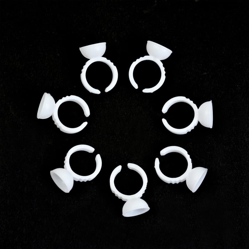 100 Pieces Lash Glue Holder Rings Cups Pigment Rings False