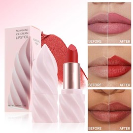 Bluemega Labial Mate Impermeable, Textura Cremosa Tipo Ice Cream, 02 | Fácil De Aplicar, Color Intenso, Impermeable y No Transfiere, Versátil Para Tod