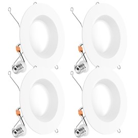 Sunco 6 Inch LED Recessed Light, Retrofit Downlight Can Lights for Ceiling, Baffle Trim, 1050 LM, 13W (75W Equivalent), 5000K Daylight, Dimmable, Damp Rated UL 4 Pack.