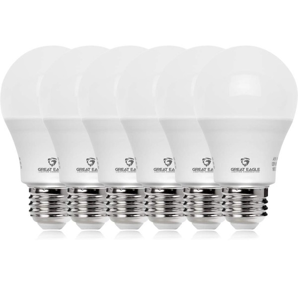 Great Eagle Lighting Corporation 100W Equivalent LED Light Bulb A19 5000K Daylight Non-Dimmable UL Listed (6 Pack)