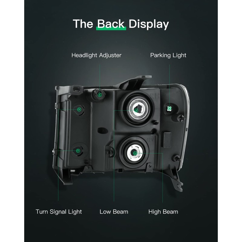 LSAILON Headlight Assembly Replacement Fit 2007-2013 For GMC Sierra 1500