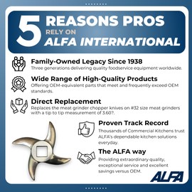 ALFA 32 KN SS Replacement #32 Meat Grinder Knife | Stainless Steel Chopper Knife Blade Replacement for #32 Size Meat Grinders and Choppers