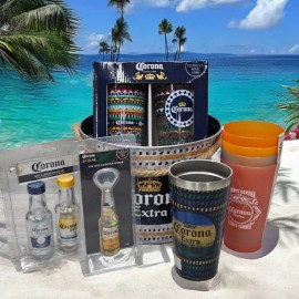 Corona Extra Beer Bucket Bottle Opener Glasses Salt Pepper Shakers Man Cave Gift