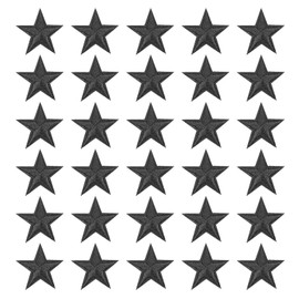 PATIKIL Star Iron-on Patches, 30 Pcs Sew on Star Embroidered Patches Appliques Embellishments for Clothing Jackets Hat Backpack Repairing Decorations, Black, 1" x 1"