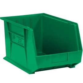 Aviditi Plastic Stack/Hang Storage Bin Containers, 10-3/4 x 8-1/4 x 7 Inches, Green, Pack of 6, for Organizing Homes, Offices, Garages and Classrooms