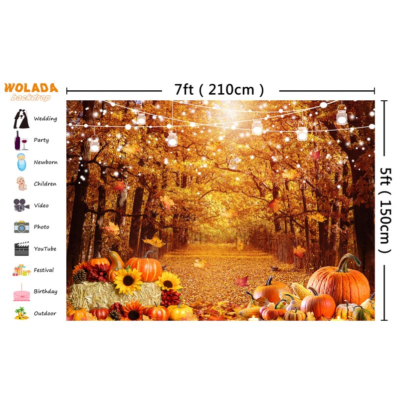 WOLADA 7x5FT Fall Photo Backdrop Thanksgiving Backdrops for Photography Autumn