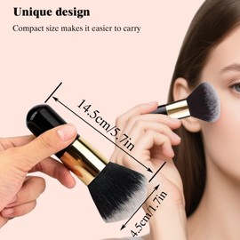 Flomiara 2PC Large Loose Powder Brush Multi Function Powder Makeup Wmoen Soft Blush Foundation Brush for Foundation Mineral Liquid or Powder, Does Not Prick The Skin