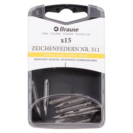 Brause 150511B - Drawing nibs for pen holder - Box of 15 Semi-Flexible Drawing Nibs (511B) - Made in Germany