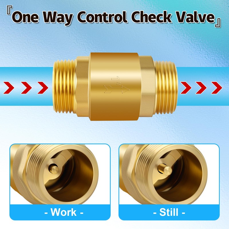 Boltigen 2Pcs 3/4in NPT Spring Check Valve, Brass Non Return