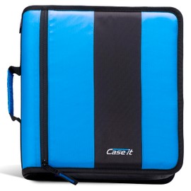 Case-it Classic Zipper Binder | 2-Inch O-Rings, 350 Sheet Capacity, Multiple Storage Pockets & Shoulder Strap | School & Office Organizer | D-251 Denim Blue