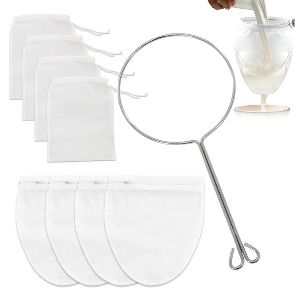 4 Pcs Fine Mesh Strainer with Stainless Steel Handle and