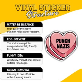 (3 Pcs) Punch Nazis Sticker – Funny Political Quote Vinyl Decal Waterproof for Laptop, Water Bottle, Tumbler, Car – Gift for Activists, Political Fans – 3 Inch
