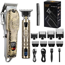 Professional Hair Clipper & Trimmer Set for Men, Cordless USB Rechargeable Grooming Kit with 2000mAh Lithium Battery, Barber Haircut and Carving Kit for Christmas Gift, Winter & New Year Gift, Stocking Fillers, Barber Kit, Beard Trimmer