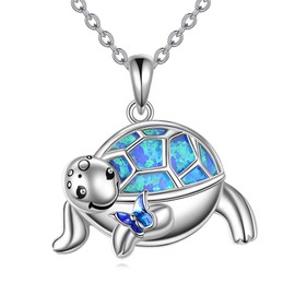 SILBAZ Turtle Necklace 925 Sterling Silver Sea Turtle Necklaces Turtle Pendant Turtle Jewelry for Women Mom Friends
