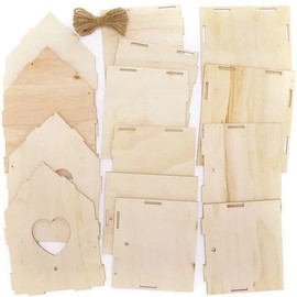 Baker Ross Heart Wooden Birdhouse Kits - Pack of 2, Wood Valentines Crafts for Children (FC426)