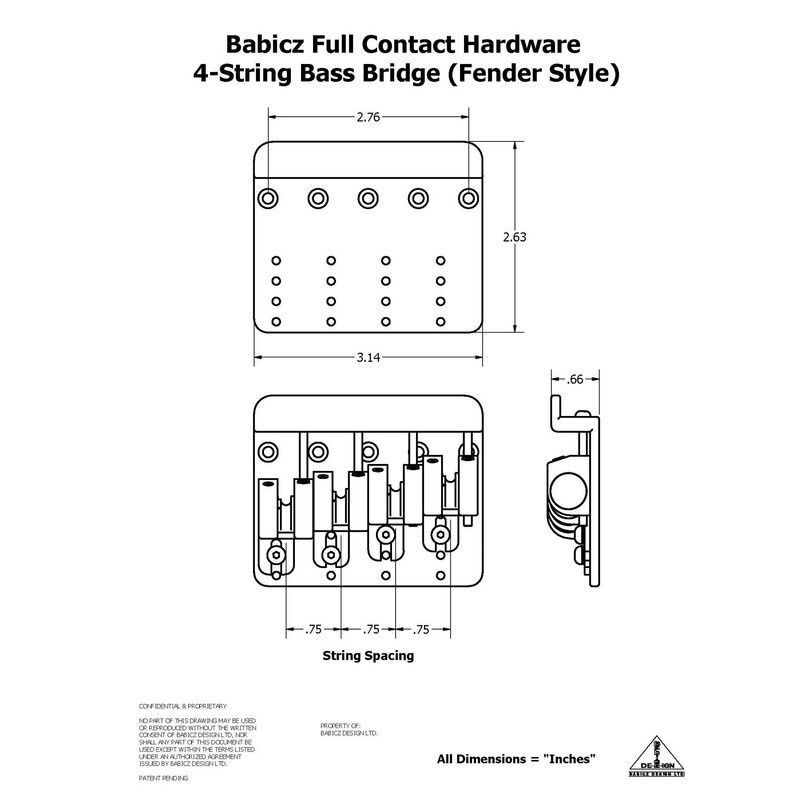 Babicz 4-String Bass Bridge Chrome, Original Series (FCH4CHP)