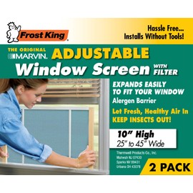 Frost King 2AWS1145 WB Marvin Adjustable Window Screen, 10in High x Fits 25-45in Wide (2-Pack), Natural, 2 Count