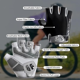 RUGNADOO Guantes para Gym, Guantes para Pesas, Antideslizante y Transpirable, Diseño Medio Dedo, Guante para Hombre y Mujer para Entrenamiento Correr, Montar Bicicleta y Fitness