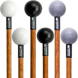 Timber Drum Co. Percussion Mallet Bundle — U.S.A. ASSEMBLED — Sticks for Marimba, Cymbal Roll, Glockenspiel, Woodblock — Hard Poly, Soft/Hard Rubber, 15.25"