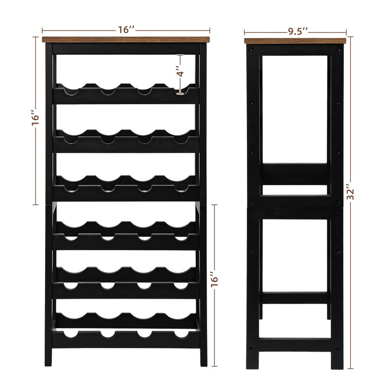 VASMIA Wine Rack Freestanding Floor, 6 Tier Bamboo Wine Storage