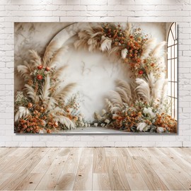 MEHOFOND 7x5ft Bohemian Photography Backdrop Pampa Floral Arch White Wall Window Art Photo Background Adult Child Pregnant Woman Portrait Birthday Wedding Decoration Banner Studio Supplies